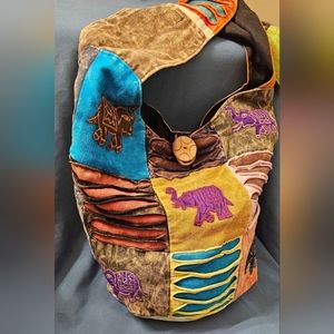 Vintage boho 🧿🐘🪬elephant patchwork bag - excellent vibe & condition📿🌙
